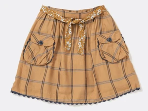 Matilda Jane Just Imagine Freya Girls Plaid Tie Waist Skirt, Honey Gold 4 NWT - Picture 1 of 3