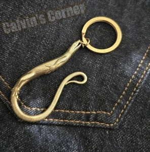 Solid Brass Lizard Keychain Key Holder Biker Men Keyring Unique Reptile Gift - Picture 1 of 13
