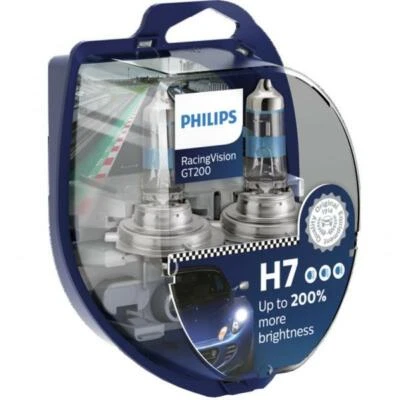H7 PHILIPS RACING VISION GT 3500K Ultimate White Light Bulbs Headlamp 12972RGTS2 - Image 1 of 4