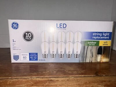 New GE 10 Pack LED String Light Replacement S14 Bulbs Outdoor 1W Soft White - Image 1 of 4