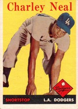 1958 Topps Baseball Card Charley Neal S/S Los Angeles Dodgers EX MT # 16