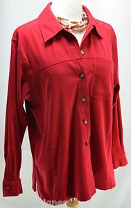 Talbots Button Red Blouse Sueded Dress Shirt Top SZ SP S Stretch micro suede NEW - Picture 1 of 6