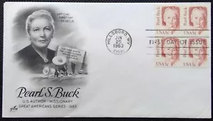 Scott 1848 FDC Pearl Buck Great Americans Series BK4 BL4 Art Craft Cachet - Picture 1 of 2