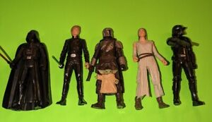 Lot 5x Star Wars Rey,Luke, Mandalorian, Darth Vader Death Trooper Figure Hasbro 