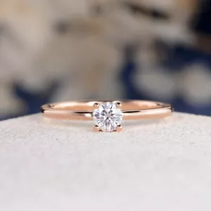 Solid 10k Rose Gold Certified 1/2ct Lab Grown Diamond Solitaire Engagement Ring - Picture 1 of 8