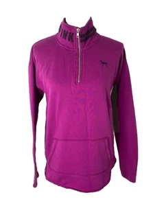 Women’s Small Sweatshirt Pink Victoria's Secret Purple Quarter Zip Lightweight - Picture 1 of 6