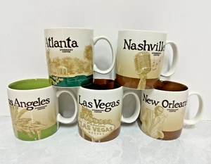 Starbucks Coffee Collector Series Becher 5 Stück Atlanta Nashville LA Las Vagas NO - Bild 1 von 15