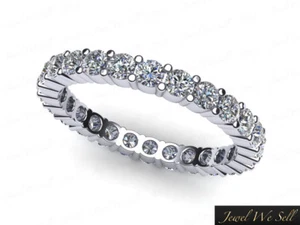 0.55Ct Round Diamond Classic Shared Prong Eternity Band Ring 18k White Gold H SI - Picture 1 of 3
