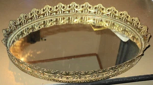 Espejo antiguo vintage con bandeja de metal - Imagen 1 de 6