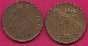 NORWEGEN 5 ERZ 1962 REGAL: KÖNIG OLAV V, KOPF LINKS, GROSSER ELCH - Bild 1 von 1