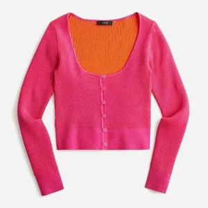 Cárdigan elástico cuello redondo J.Crew talla XS NUEVO CON ETIQUETAS $118 rosa y naranja - Imagen 1 de 6