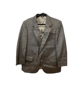 Adolfo Summer Blazer Men 46R Gray Pinstripe Linen Sport Coat 2 Button - Picture 1 of 8