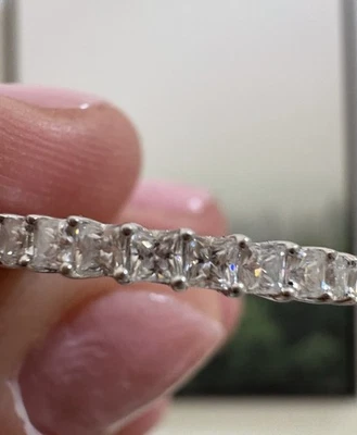 Half Eternity Princess Cut Moissanite 1 ct 18k Gold Plated 925 sz 6 band Ring - Image 1 of 4