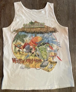 Vtg Margaritaville Caribbean Tank Top White Cotton Shirt Sz XL - Picture 1 of 10