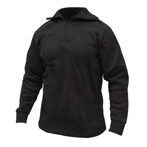Military Style BlackPolypropylene Thermal QuarterZip Undershirt-NEW-Made in USA! - Image 1 of 1