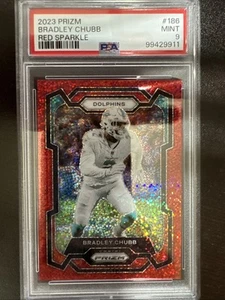 Panini Prizm Bradley Chubb Red Sparkle #186 Dolphins 2023 PSA 9 - Imagen 1 de 2