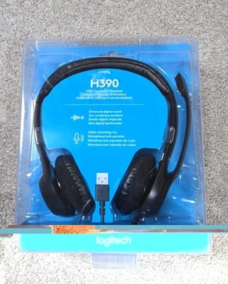 Logitech H390 Headset, Black, Soft Ear and Head Cushions - NEW SEALED IN PLASTIC - Image 1 of 3