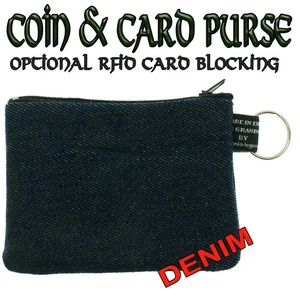 Denim Coin & Card Purse OPTIONAL RFID Protection stocking filler - Picture 1 of 4