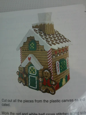 Mary Maxim Plastic Canvas Kit Gingerbread Tissue Box Cover Christmas Holiday - Image 1 of 3
