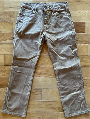 Pantalones de carpintero Dickies para hombre 34x32 marrón pierna recta ropa de trabajo algodón utilitario Foto 1 de 4