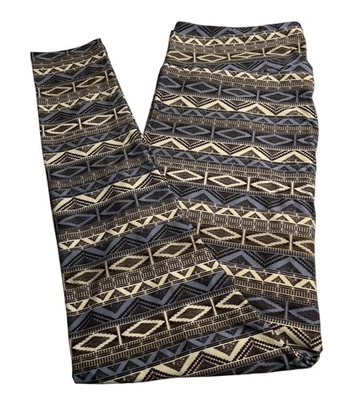 Leggings LuLaRoe TC2 Alto Curvilíneo 2 Otoño MARRÓN AZTEC Rayas Western Chevron Salón Foto 1 de 4