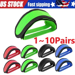1~10Pairs Bicycle Fixed Gear Cycling Pedals Bands Feet Set With Straps Pedal US - Picture 1 of 17
