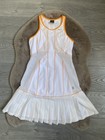 VTG Nike Maria Sharapova Wimbledon 2005 Tennis Dress White Orange Pleated Sz S/M