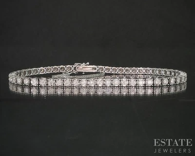 Brazalete de tenis de oro blanco de 14k con diamantes naturales de 1,68 ctw para dama 13,8 g 8" L p15433 Foto 1 de 4