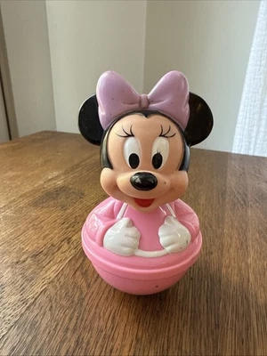 Винтажная игрушка Disney Baby Minnie Mouse Weeble Wobble Roly Poly 4 дюйма 4a - Изображение 1 из 4