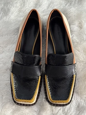Mocasines cuadrados de cuero para mujer Tory Burch años 70 en negro y crema talla 7,5 M Academia Foto 1 de 4
