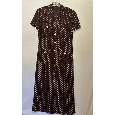 Cynthia Howie 适用于 Maggy Boutique 棕色花卉长裙,尺寸 12 复古罕见 90 年代 — 第 1/4 张图片