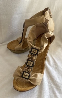Spring Step PATRIZIA Wedge Heels Sandals Womens Sz 36 US 6-6.5 Jewel Embellished - Image 1 of 4