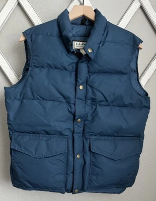 Vintage L.L. Bean Men's M Goose Down Puffer Vest Made in USA - Blue - Image 1 of 4