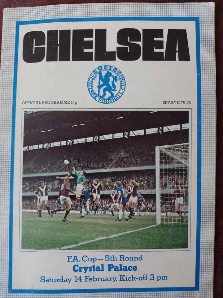 Chelsea v crystal palace fa cup programme 14th February 1976 - Image 1 of 1