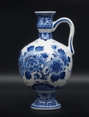 PERFECT Porceleyne Fles/Royal Delft floral pitcher / ewer / jug 1977 - Image 1 of 4