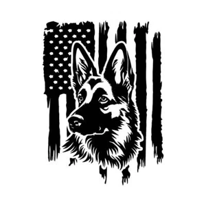 Distressed American Flag German Shepherd Dog Puppy USA Patriot Decal Sticker - Picture 1 of 3