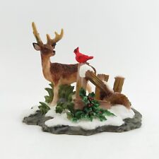 Holiday Time Village Collectible Accessory - STAG, RED CARDINAL AND FENCE- NEW