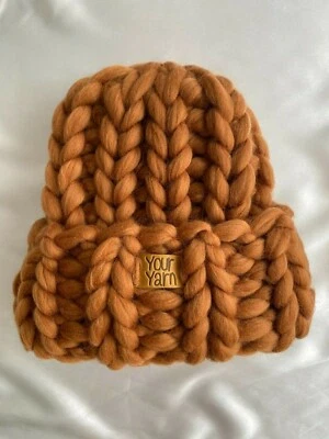 Chapéu de inverno tricotado à mão, gorro de malha robusto, chapéu feminino de lã de crochê, chapéu de lã merino - Imagem 1 de 4