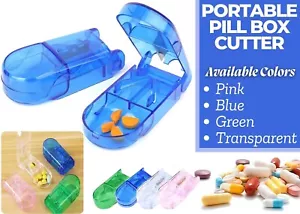 Tagliapillole Porta Tavolette Medicina Sdoppiatore Sicuro Mezzo Scomparto Scatola UK - Foto 1 di 6