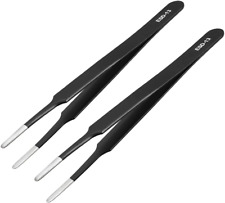 ESD-13 Tweezers, Anti-Static Stainless Steel Non-Magnetic Blunt Tip for Craft Je