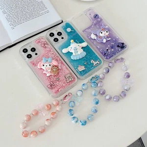 For Samsung S25 A55 A56 Quicksand Doll Cartoon Case Glitter Phone Cover +Chain - Picture 1 of 13