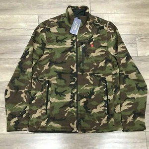 New Polo Ralph Lauren Mens Sizes Camo Poly Fleece Jacket Full Zip Knit Black Red - Bild 1 von 6