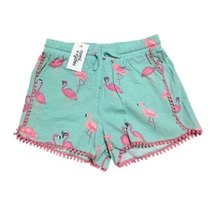 Rumi + Ryder Girl Size Medium (8/10) Pom-Pom Flamingo Pull-On Shorts ~ NWT - Picture 1 of 5
