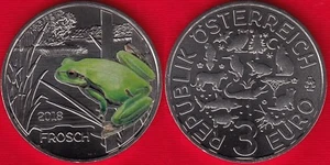 Austria 3 euro 2018 "The Frog" Colored UNC - Picture 1 of 1