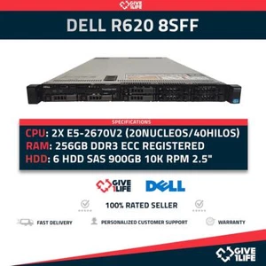 SPECIAL R620 8SFF 2x E5-2670v2 + 256GB RAM + H710 + 6x1.2TB + Rail + Front Bezel - Imagen 1 de 9