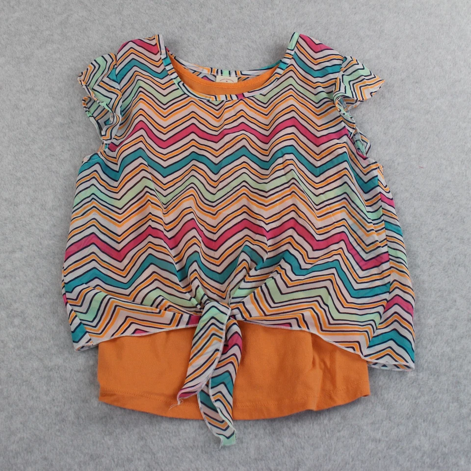 Regata feminina Faded Glory e capa transparente tamanho G (10-12) laranja multi Chevron - Imagem 1 de 4