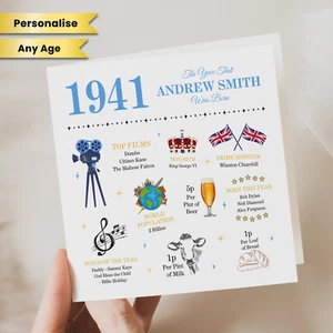 Personalised 84th Birthday Card Male 1941 Year Birth Brother Father Male Friend - Picture 1 of 2