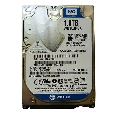 WD 1TB WD10JPCX 5400RPM 2.5" SATA Laptop Hard Drive for Alienware Aurora ALX - Image 1 of 3