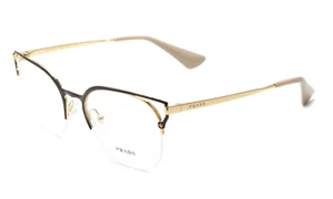 New Rx-able PRADA Eyeglasses VPR 64U 98R-1O1 53-20 Brown & Gold Cat-Eye Frames - Picture 1 of 10