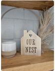Wooden 'our Nest' House Ornament Wood Home Decor Nordic Scandi Accessories##